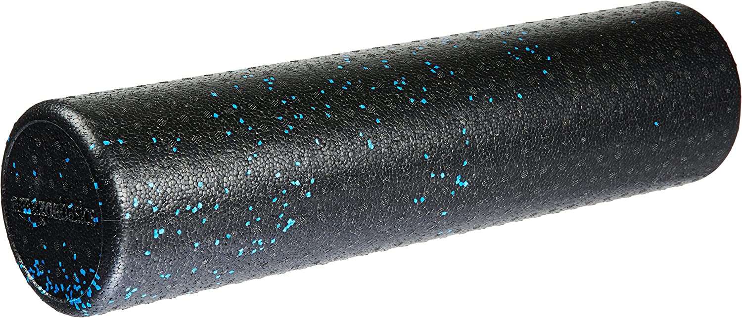 Amazon Basics High-Density Round Foam Roller for Exercise, Massage, Muscle Recovery - 12", 18", 24", 36" Black 36-Inch High-density foam roller with molded edgesIdeal for balance, strengthening, flexibility, and rehab exercisesMade from molded polypropylene to maintain firmnessLightweight, easy to clean and transportMeasures approximately 36 x 6 x 6 inches (L x W x H) 