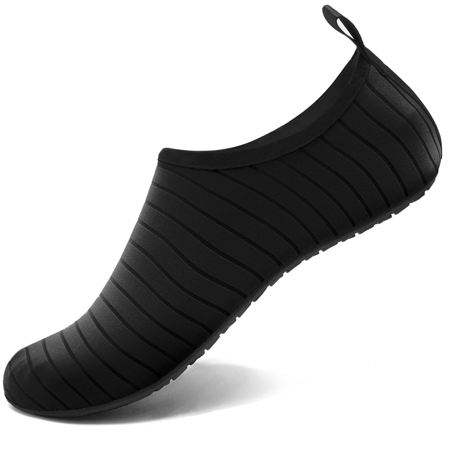 VIFUUR Water Sports Shoes Barefoot Quick-Dry Aqua Yoga Socks Slip-on for Men Women 7.5-8.5 Women/6-7 Men Black